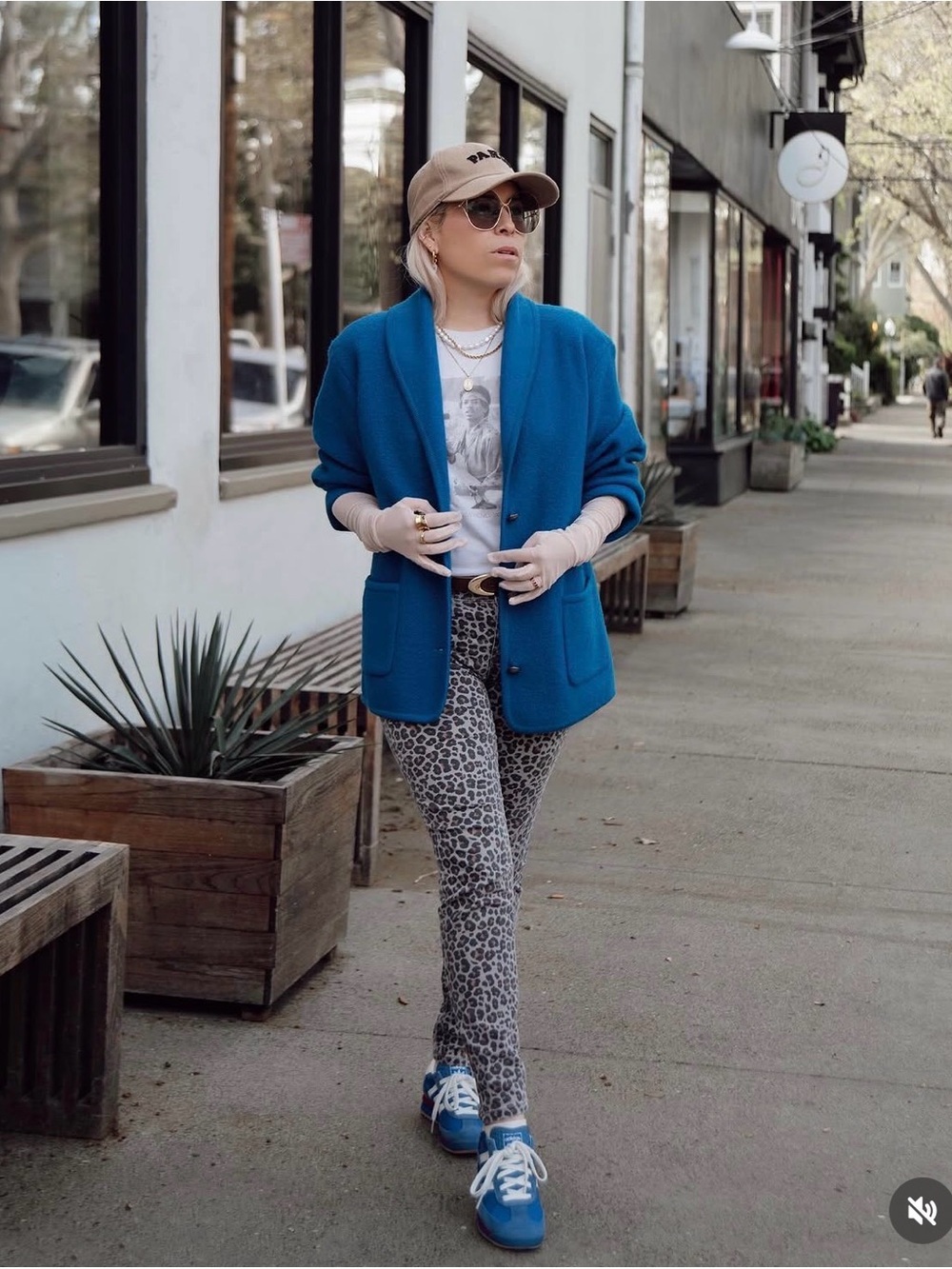 Blue knit blazer